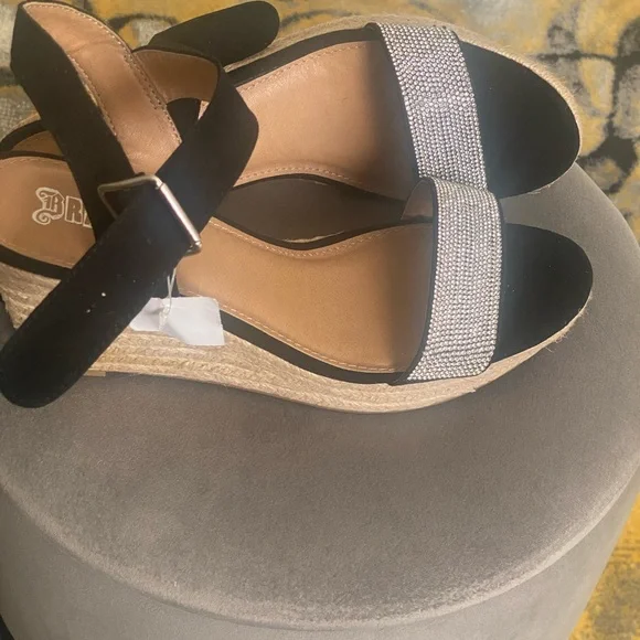 Faux Diamond Studded Wedged Sandals - Picture 1 of 4